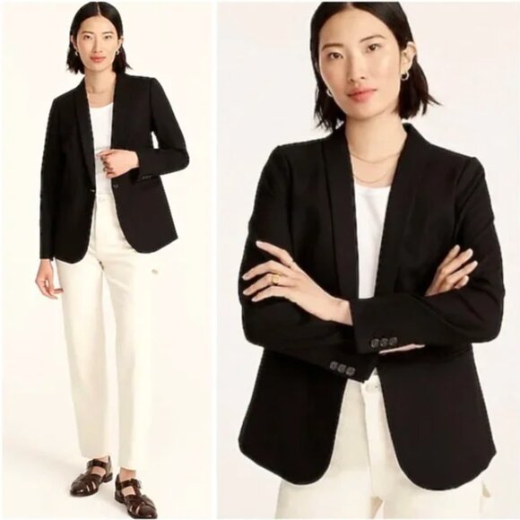 J. Crew Parke Blazer Jacket Black Wool Blend Academia Preppy Office Career - Picture 1 of 7